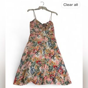 Roseason sz 8 Floral Print Dress sundress feminine tie detail peekaboo